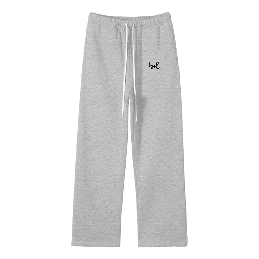 Adult Unisex Fleece Straight Leg Logo Pants - Flower Gray