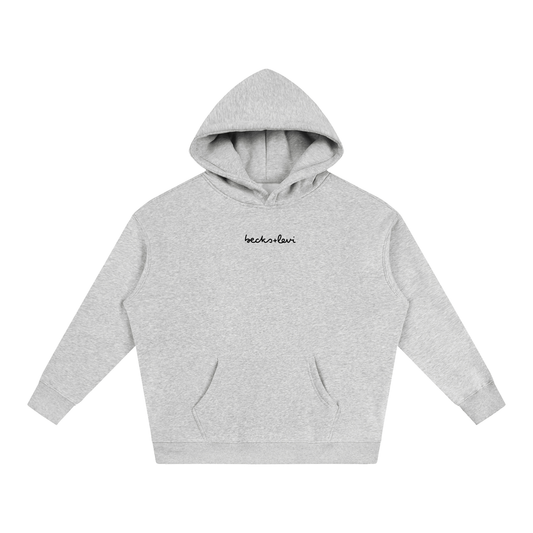 Adult Unisex Oversize Fleeced Logo Hoodie - Flower Gray