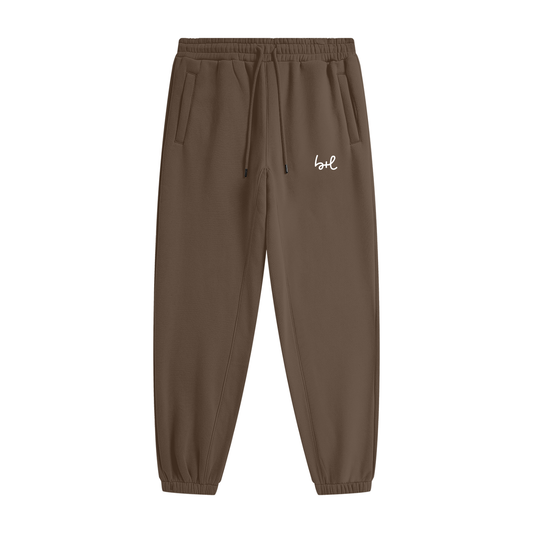 Adult Unisex Heavyweight Fleece Logo Joggers - Dark Brown