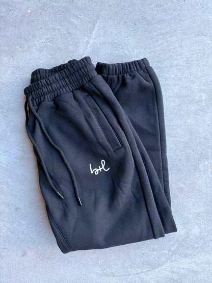 Adult Unisex Heavyweight Fleece Logo Joggers - Black