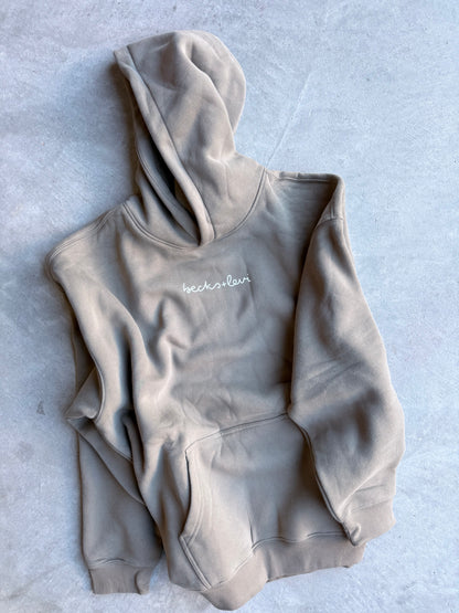 Adult Unisex Oversize Fleeced Logo Hoodie - Gray Coffee