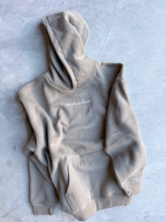 Adult Unisex Oversize Fleeced Logo Hoodie - Gray Coffee