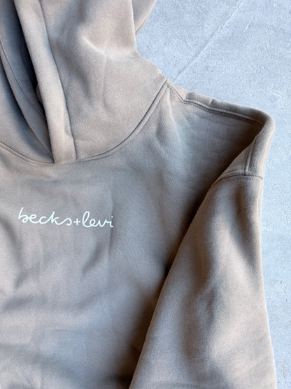 Adult Unisex Oversize Fleeced Logo Hoodie - Gray Coffee