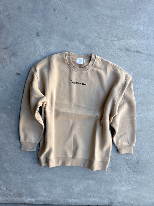 Adult Unisex Crewneck Logo Sweatshirt - Gray Apricot