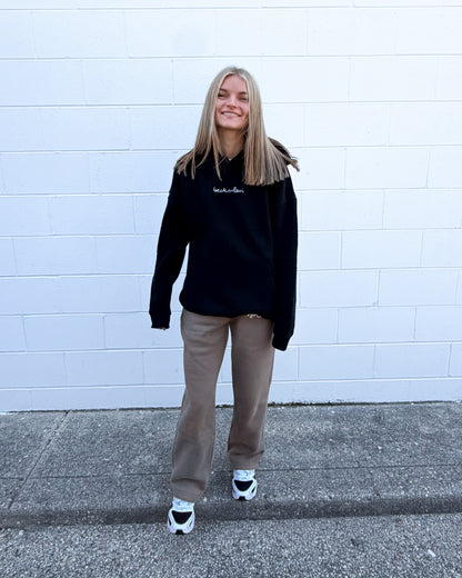 Adult Unisex Oversize Fleeced Logo Hoodie - Black
