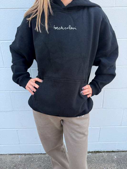 Adult Unisex Oversize Fleeced Logo Hoodie - Black