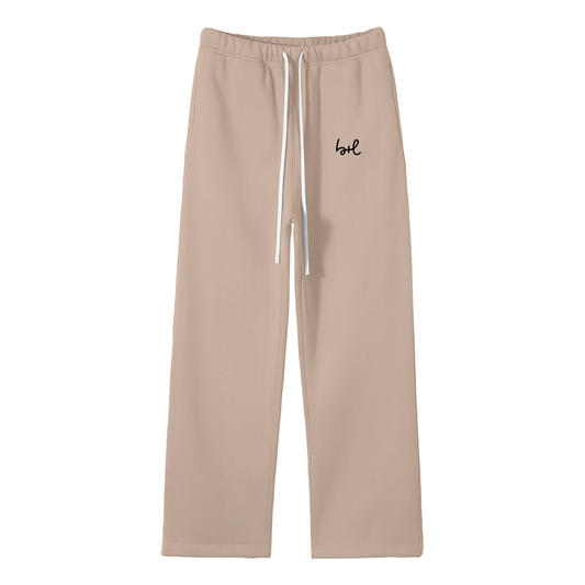 Adult Unisex Fleece Straight Leg Logo Pants - Gray Apricot