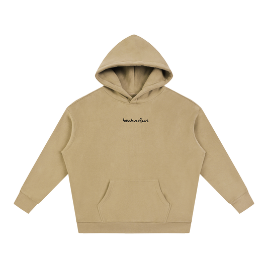 Adult Unisex Oversize Fleeced Logo Hoodie - Gray Apricot